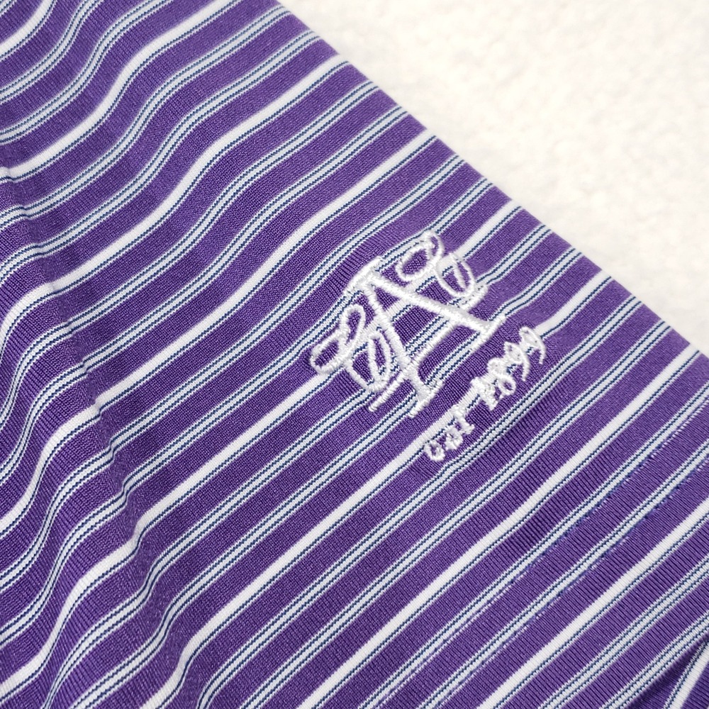Stitch Golf Polo Shirt Mens Medium Purple Striped Austin Country Club Logo - Picture 2 of 6